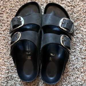 Birkenstock big buckle black leather sandal size 9